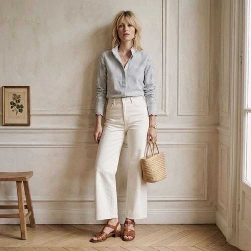 Rag & Bone Blue White Striped Ruffle Collar Button Up Jacquard Shirt Women Large